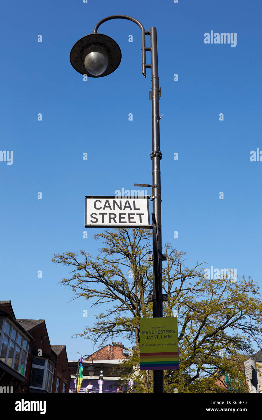 Manchester, Großbritannien - 10 Mai 2017: in der Nähe von Canal Street Sign In Manchesters Gay Village Stockfoto