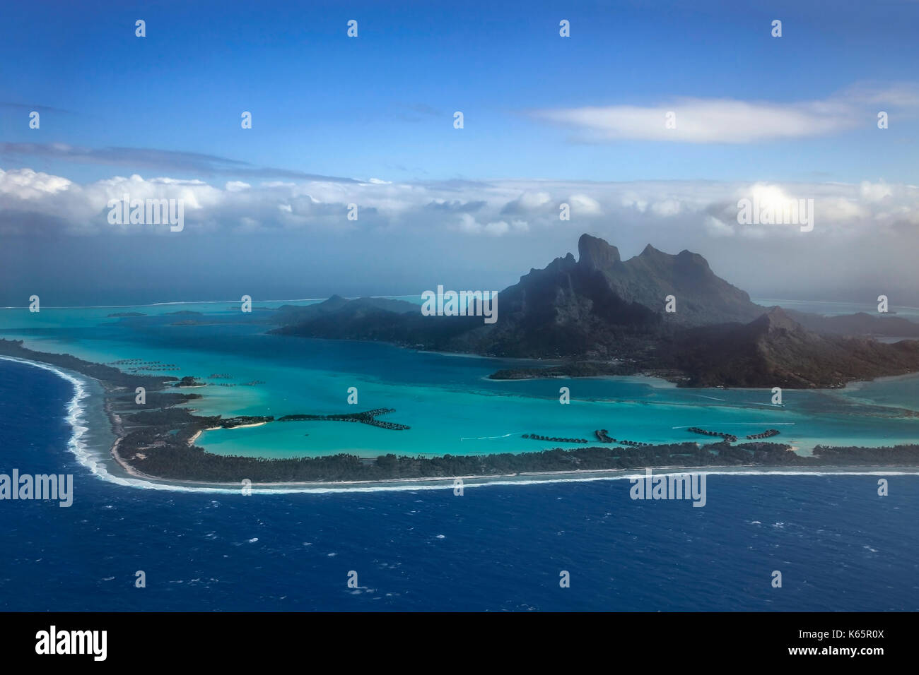 Luftaufnahme, Bora Bora Bora Island, Gesellschaft Islands, Französisch-Polynesien Stockfoto