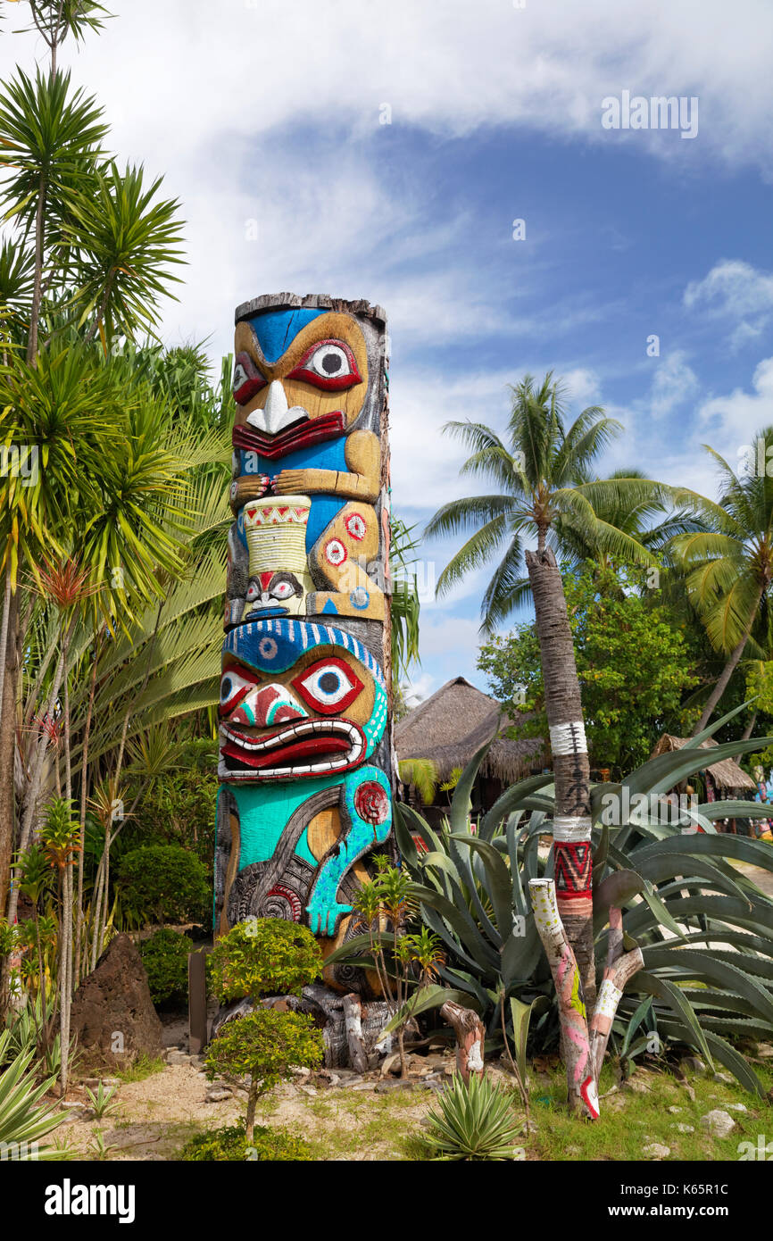 Totem Pole, Bora Bora Bora Island, Gesellschaft Islands, Französisch-Polynesien Stockfoto