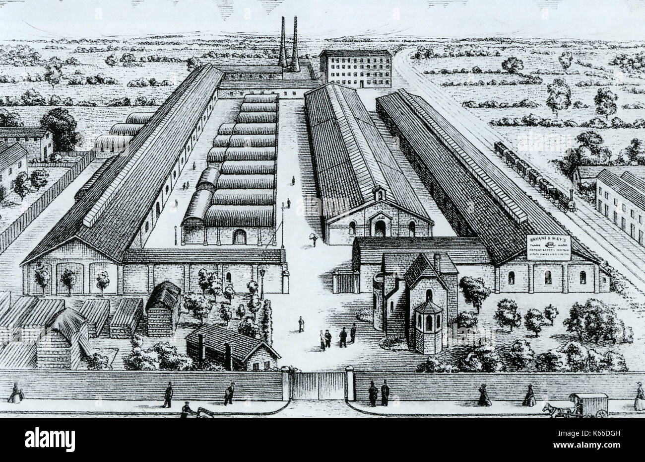 BRYANT & darf das Fairfield Match-making Fabrik in Bogen, South East London, ca. 1865 Stockfoto
