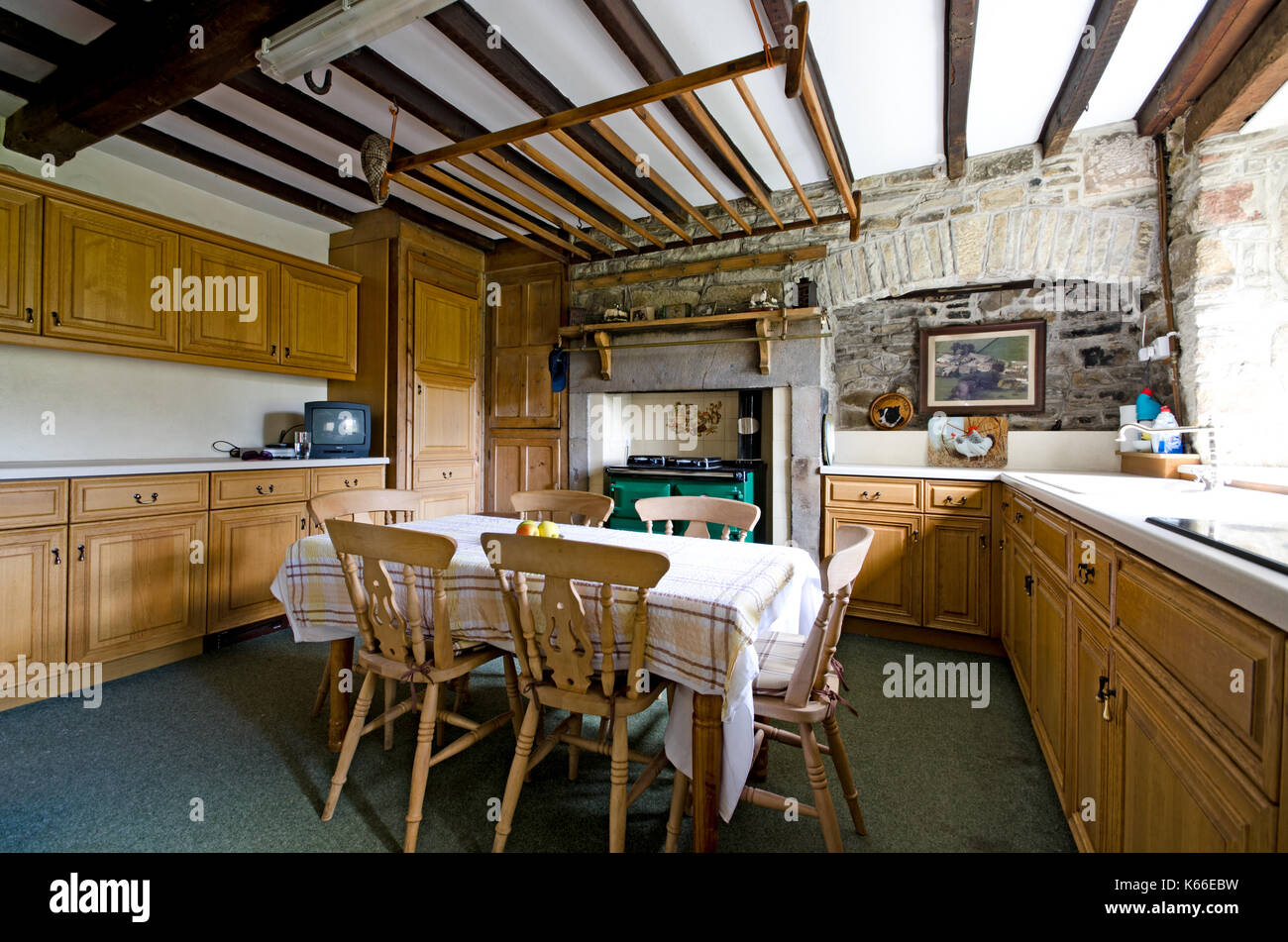 Traditionelles Bauernhaus Küche, Derbyshire Stockfoto