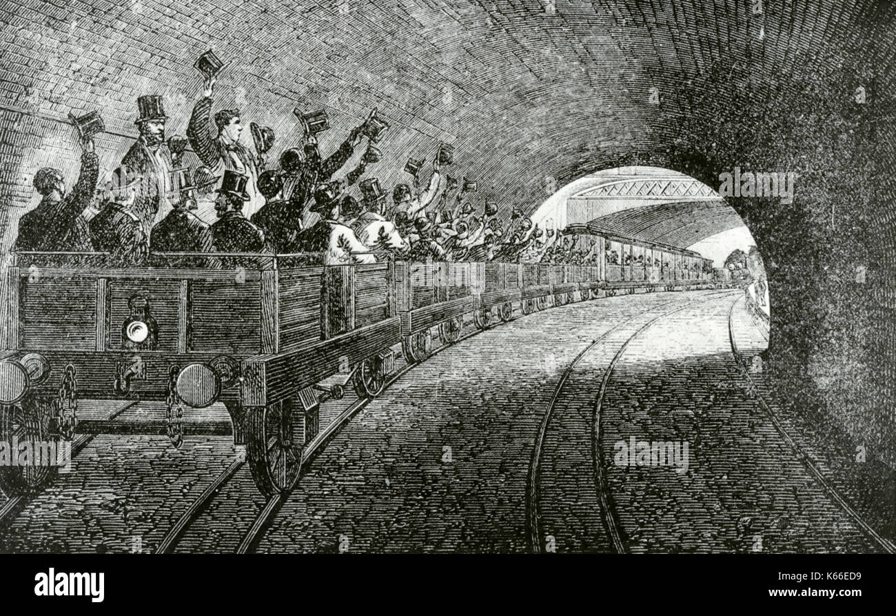 Die Londoner U-Bahn Die Eröffnung der Paddington Farringdon Abschnitt im Jahr 1863 Stockfoto