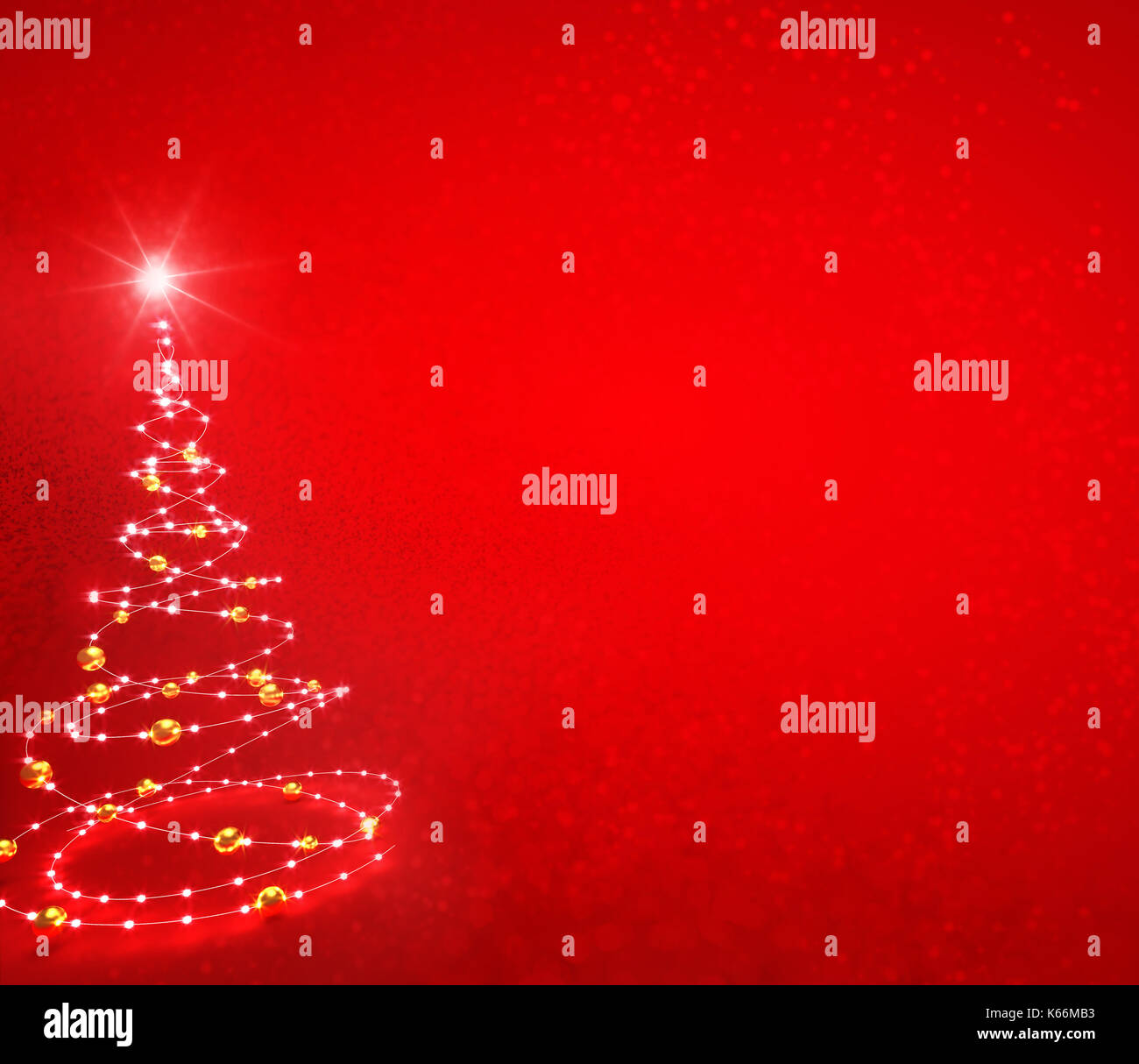Christmas tree Abbildung mit Licht Streichern auf einem strukturierten Hintergrund rot - 3D-Darstellung Stockfoto