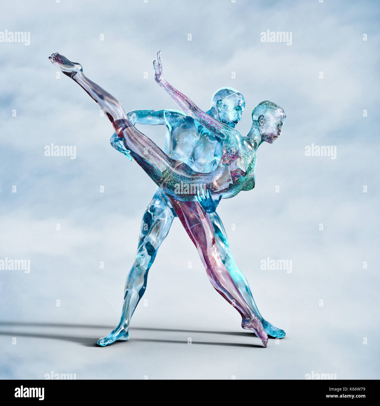 Futuristische Glas Paar tanzen Stockfoto