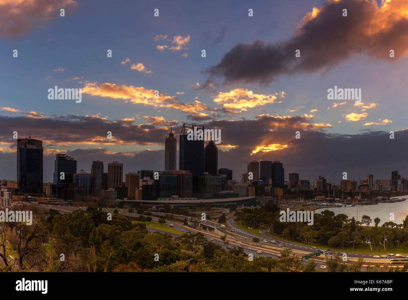 Skyline der Stadt, Perth, Western Australia, Australien Stockfoto