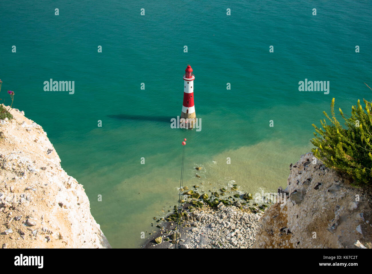 Leuchtturm in der Nähe von Beachy Head in Sussex, England Stockfoto