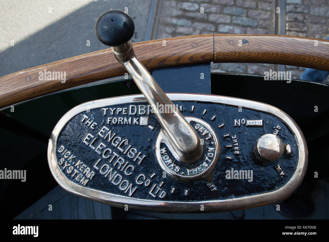 ? Vintage Electric Bus cvontrol Hebel Stockfoto