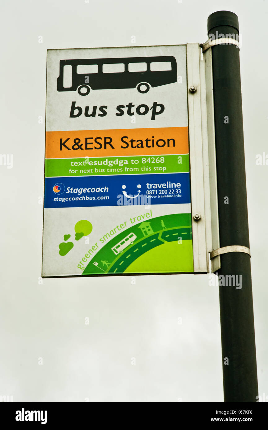Stagecoach Bus anmelden Bodiam Bahnhof, Kent und East Sussex Railway Stockfoto