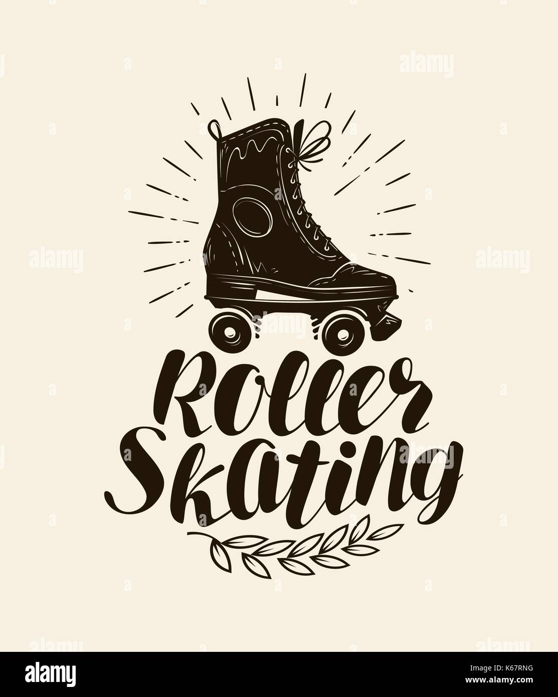 Roller Skating, Schriftzug. Vintage Vector Illustration Stock Vektor