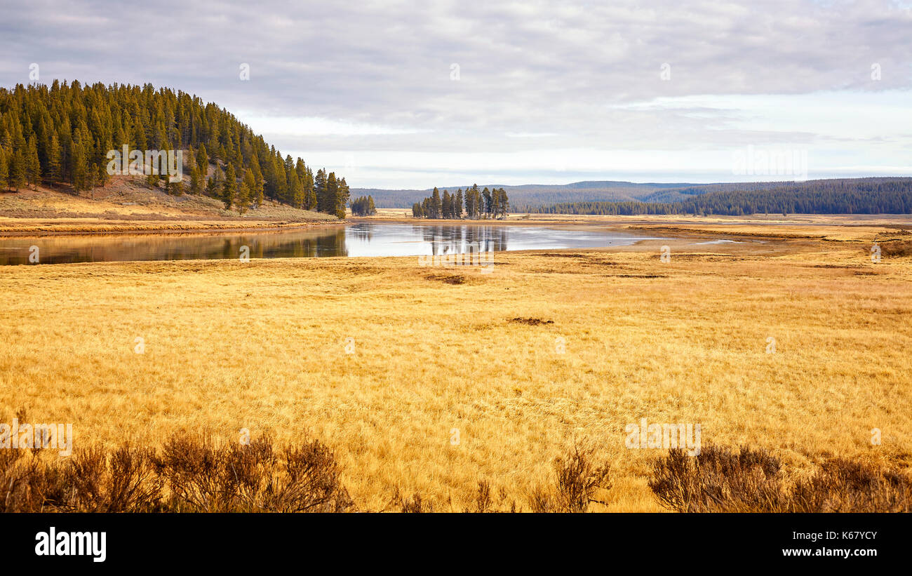 Yellowstone Nationalpark in herbstlich warmen Farben, Wyoming, USA. Stockfoto