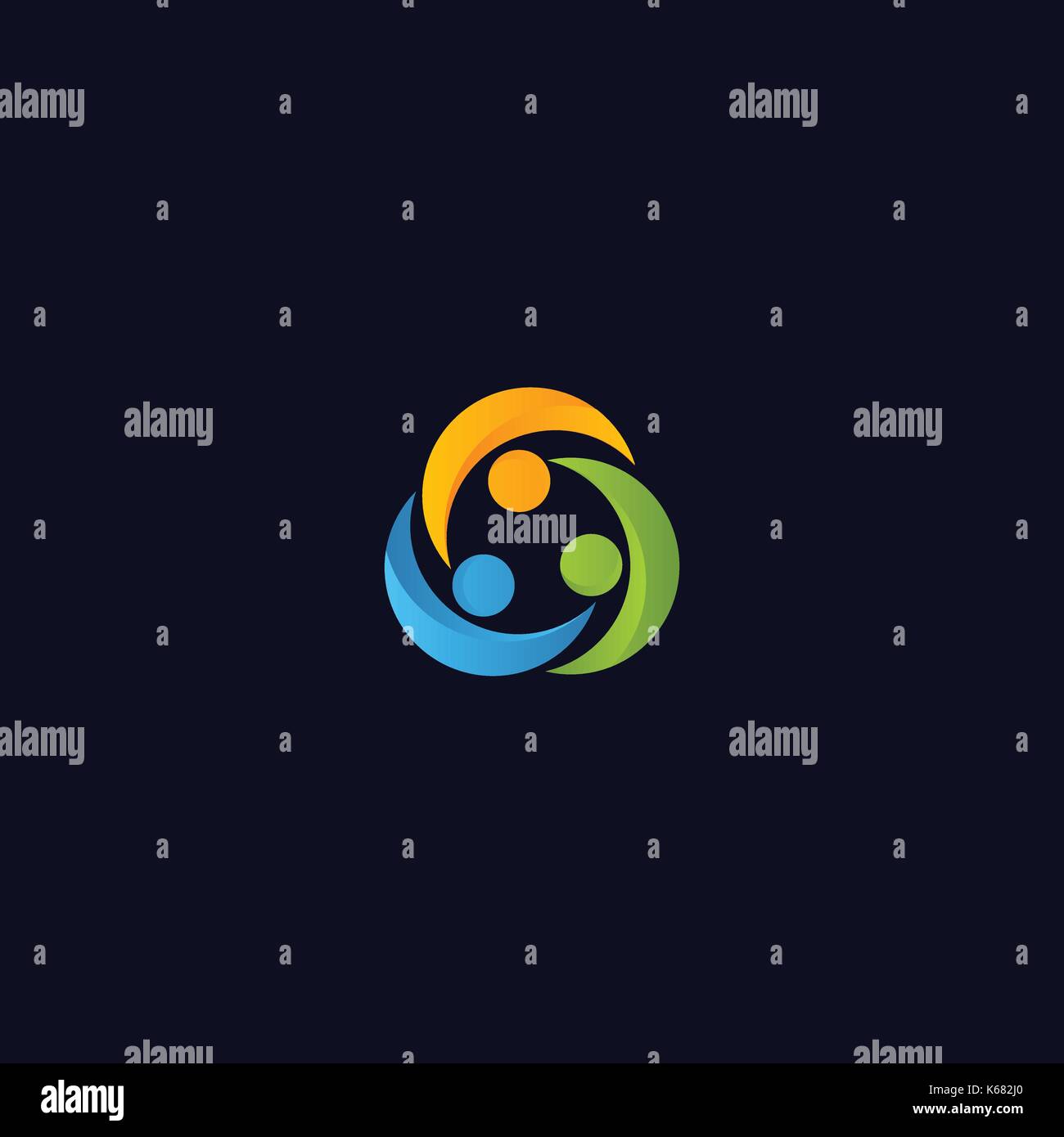 Abstrakte union Menschen vektor Logo. Menschen Zusammenarbeit isolierte Symbol Vorlage. Bunte Business Partner Logo. Stock Vektor