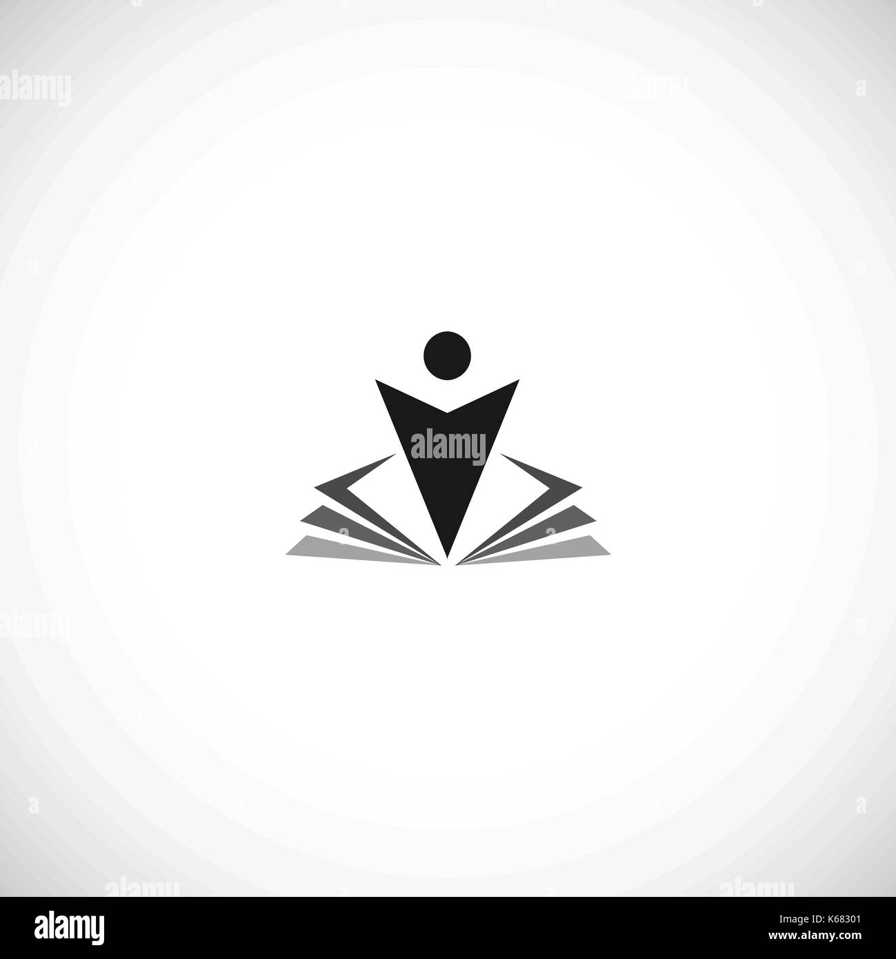 Abstrakte schwarze Farbe Bildung isoliert und Logo, Universität und Schule Buch, Absolvent menschliche Silhouetten auf weißem Hintergrund Vector Illustration Logo lernen. Lehre Symbol Stock Vektor