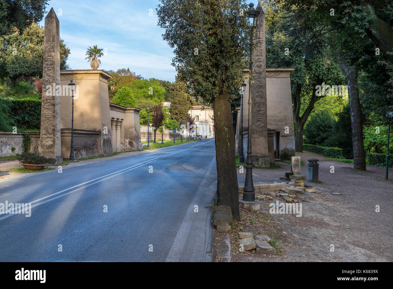 Propilei egizi am Pincio Hill Park, Rom, Latium, Italien, Europa. Stockfoto