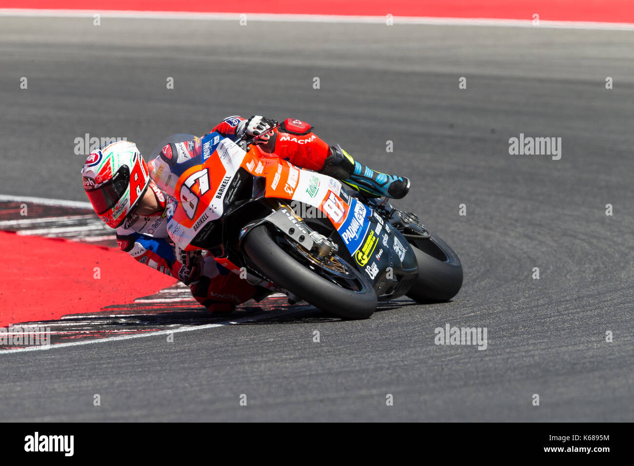 Misano Adriatico, Italien - 29. Juli 2017: Ducati von Motocorsa Racing Team, von zanetti Lorenzo in Aktion Gefahren während der Superbike Rennen 1 Während der CI Stockfoto