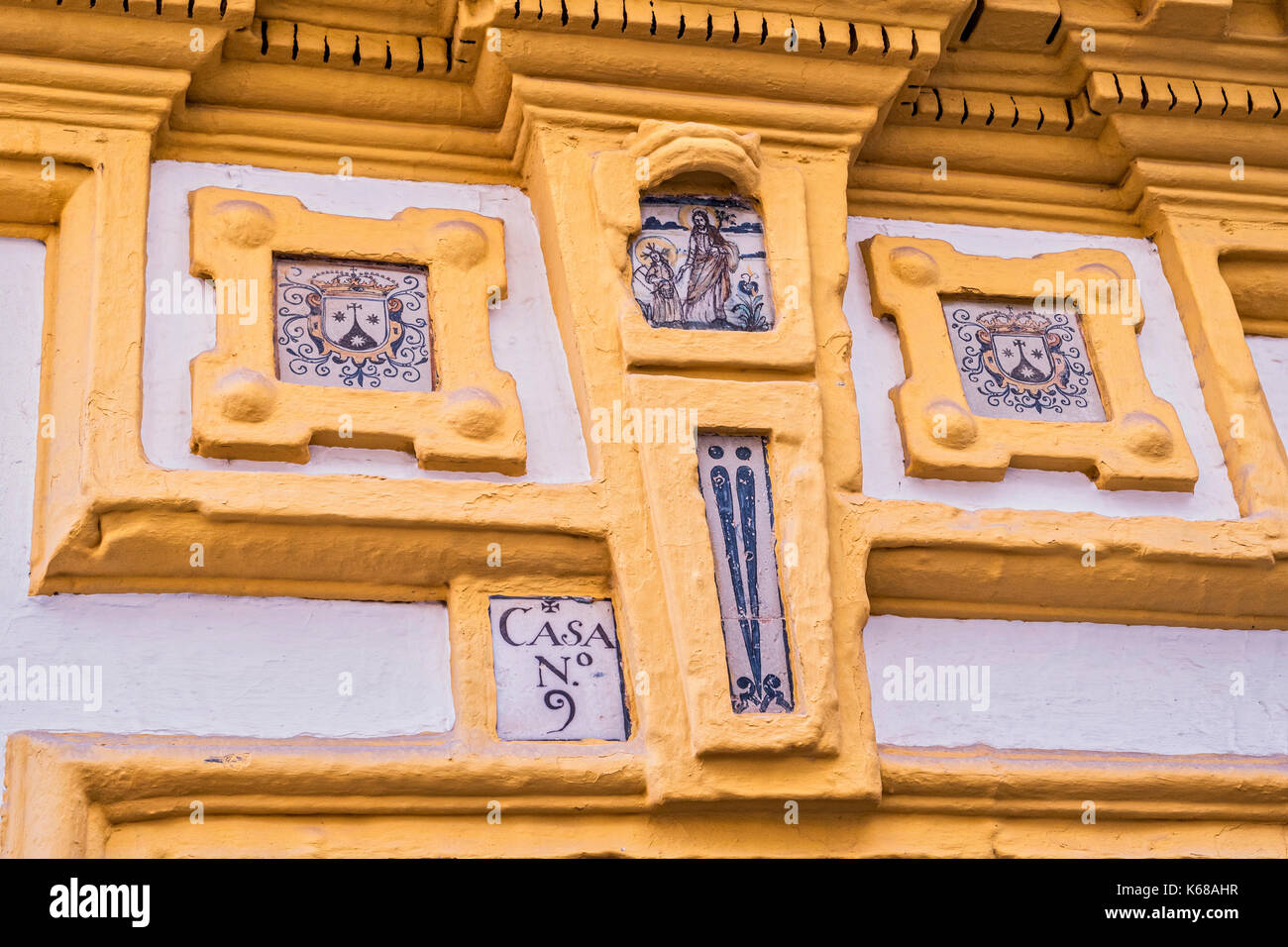 Detail Haus in typische Straße in Sevilla, Andalusien, Spanien, Stockfoto