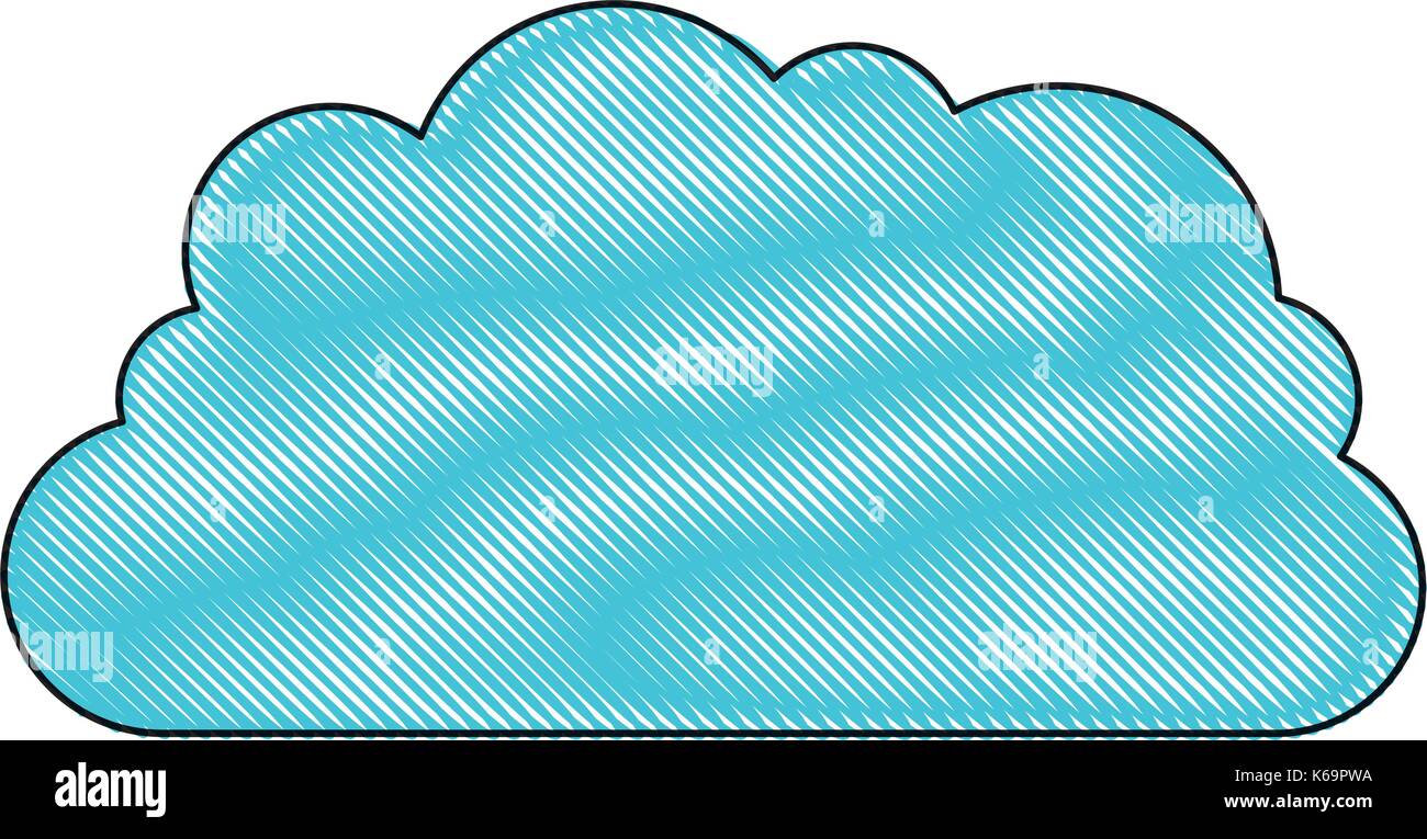 Cloud Storage Data Service Symbol in Farbe Kreide Silhouette Stock Vektor