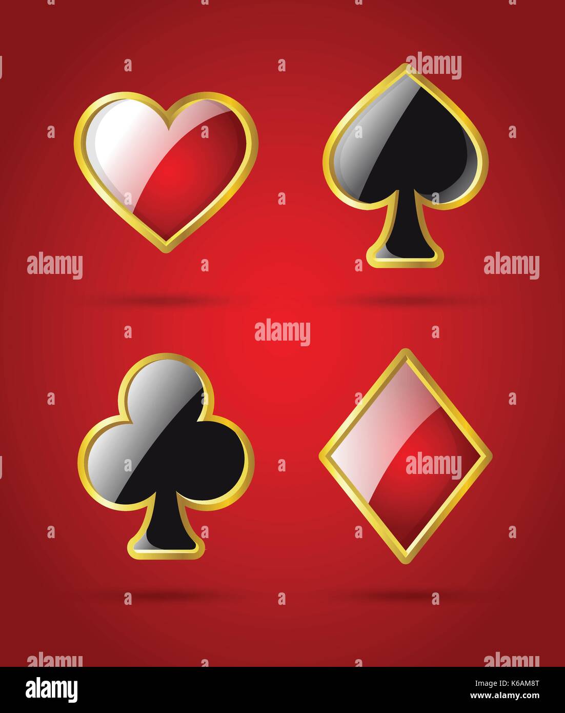 Poker Card Passt Moderne Vector Clip Art Illustration Auf Glanzenden Roten Hintergrund Isoliert Herz Pik Karo Kreuz Mit Einer Glanzenden Effekt Casino Stock Vektorgrafik Alamy