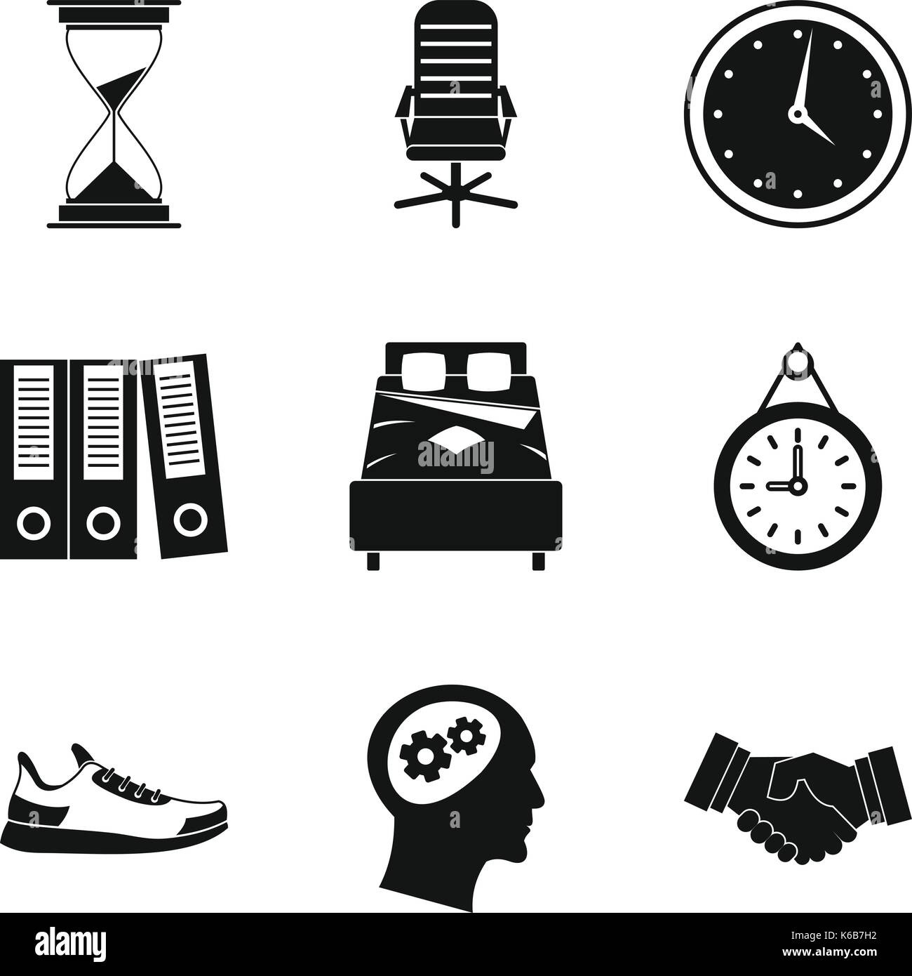 Arbeitszeit Icon Set, einfachen Stil Stock Vektor