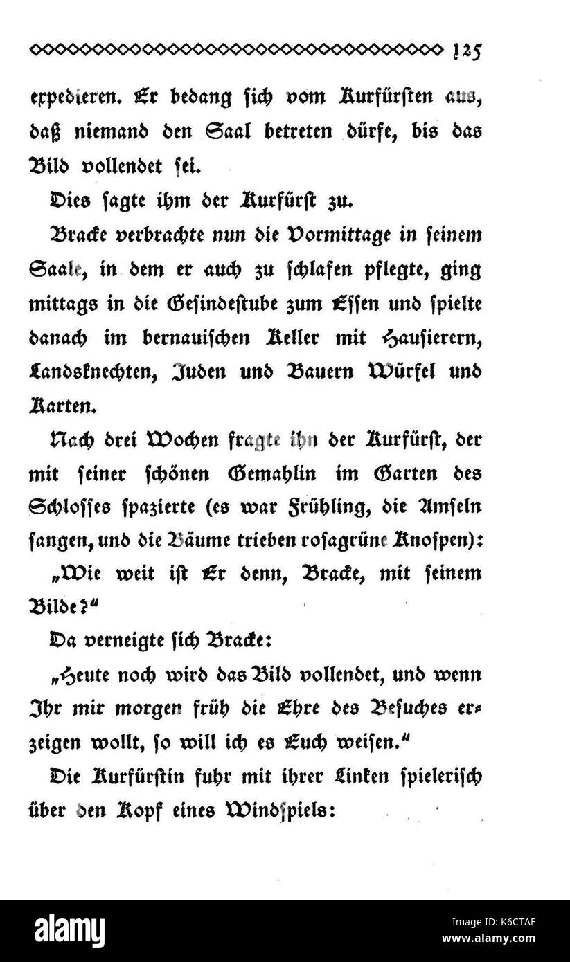 Ein Verweis auf 'de Bracke', ein Werk des deutschen Autors Klabund. Der Titel bezieht sich wahrscheinlich auf eine literarische Fiktion oder Poesie, die sich auf die Themen und den Stil von Klabunds Schrift konzentriert. Stockfoto