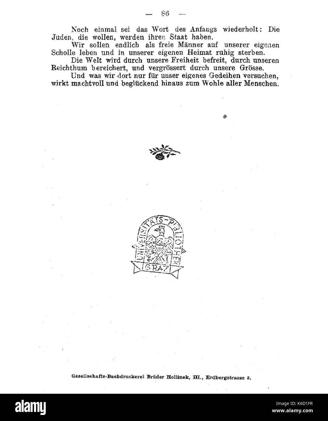 DE Herzls Judenstaat 86 Stockfoto