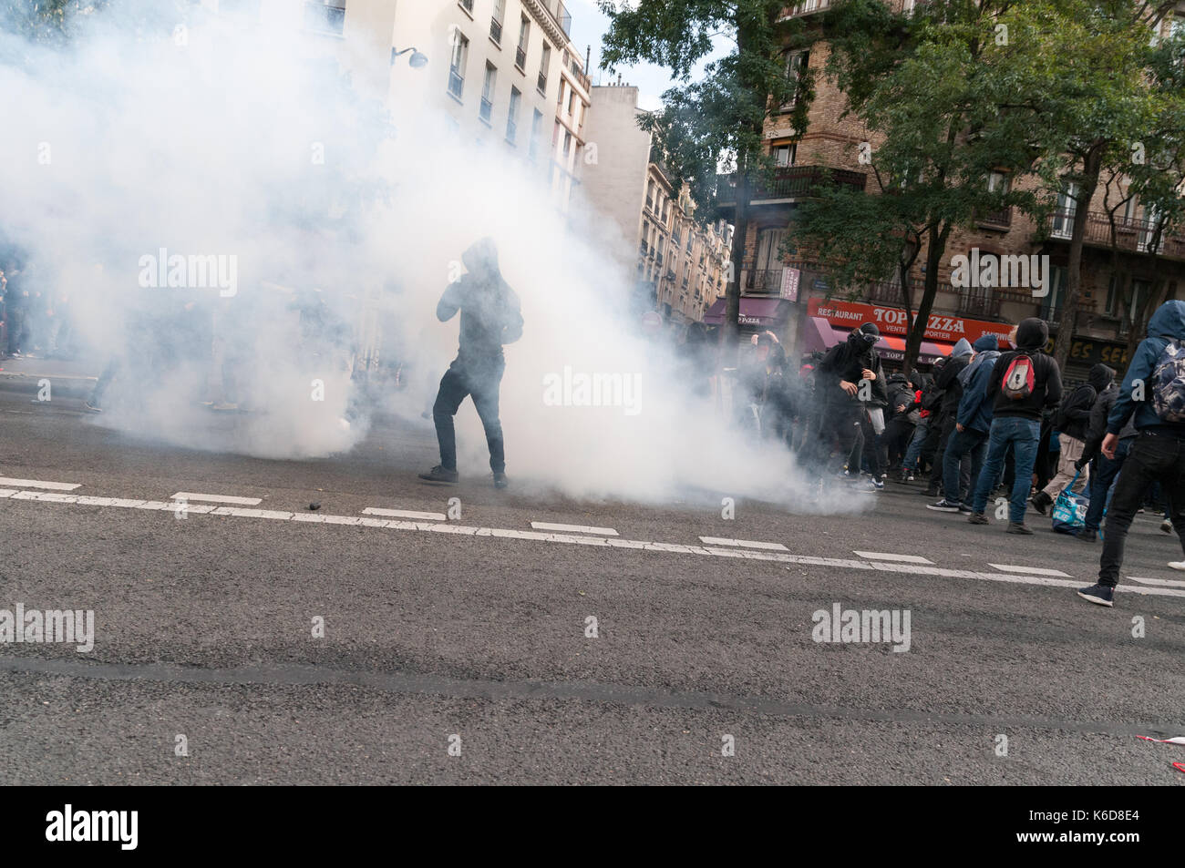 Paris, Frankreich. 12 Sep, 2017. Demonstration gegen die Reform des Arbeitsgesetzbuches Der längestrich Regierung in Paris, Frankreich, 12. September 2017 Quelle: Francois pauletto/Alamy leben Nachrichten Stockfoto