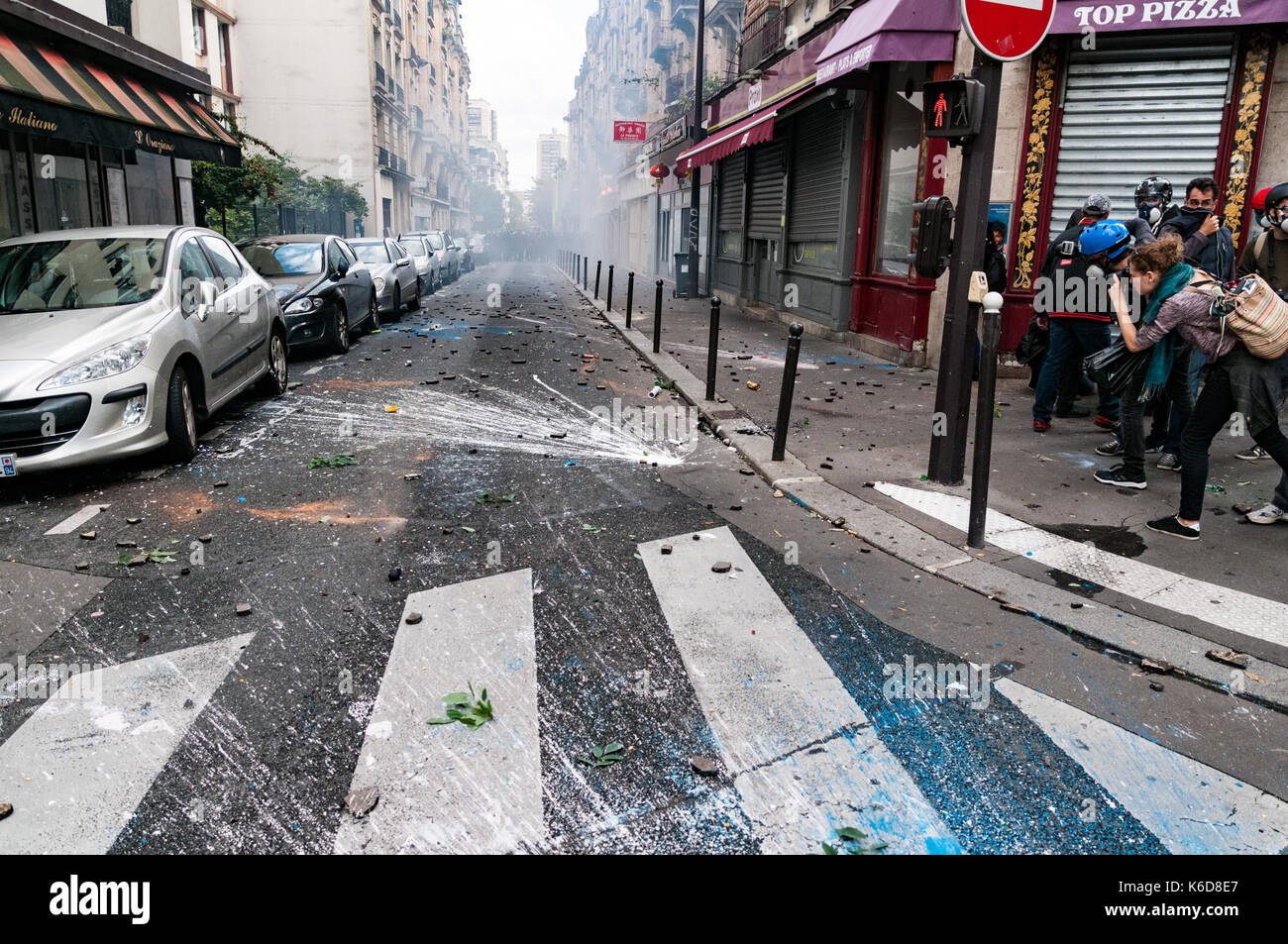 Paris, Frankreich. 12 Sep, 2017. Demonstration gegen die Reform des Arbeitsgesetzbuches Der längestrich Regierung in Paris, Frankreich, 12. September 2017 Quelle: Francois pauletto/Alamy leben Nachrichten Stockfoto