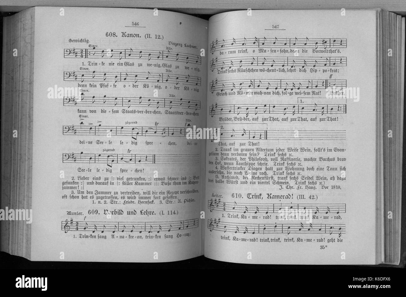 De Schauenburgs allgemeines Deutsches Kommersbuch ist ein deutsches Liederbuch mit patriotischen, historischen und volkstümlichen Liedern. Sie spielte eine wichtige Rolle bei der Erhaltung und Verbreitung traditioneller deutscher Musik und Kultur im 19. Jahrhundert. Stockfoto