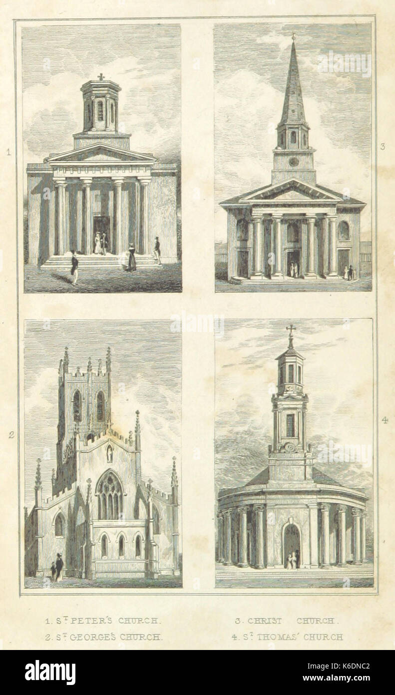 Vier alte Birmingham Kirchen St. Peter, St George, Christus Kirche, der Hl. Thomas Stockfoto