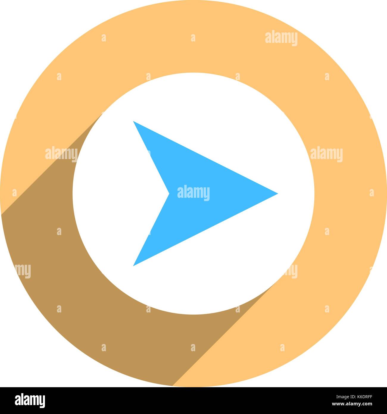 Es in allen ihren Designs verwenden. Pfeil Richtung Symbol in Kreisform. Flache web Internet Taste mit langen Schatten. Vector Illustration Grafik elem Stock Vektor
