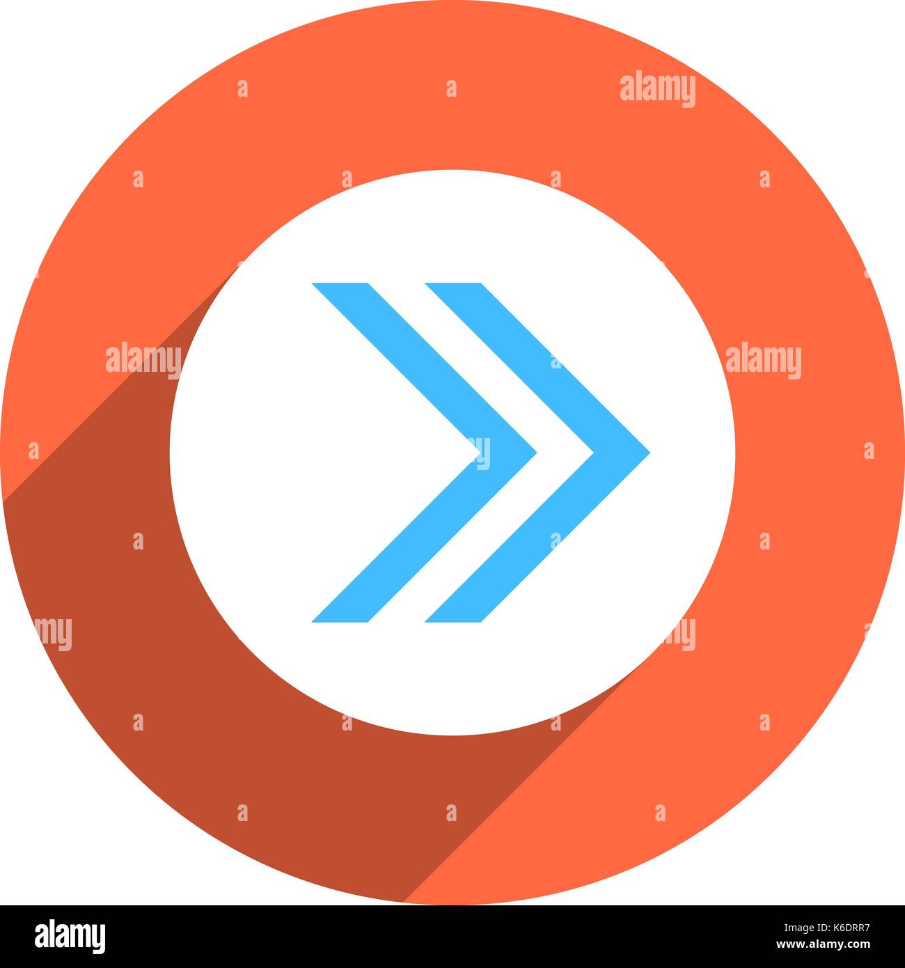 Es in allen ihren Designs verwenden. Pfeil Richtung Symbol in Kreisform. Flache web Internet Taste mit langen Schatten. Vector Illustration Grafik elem Stock Vektor