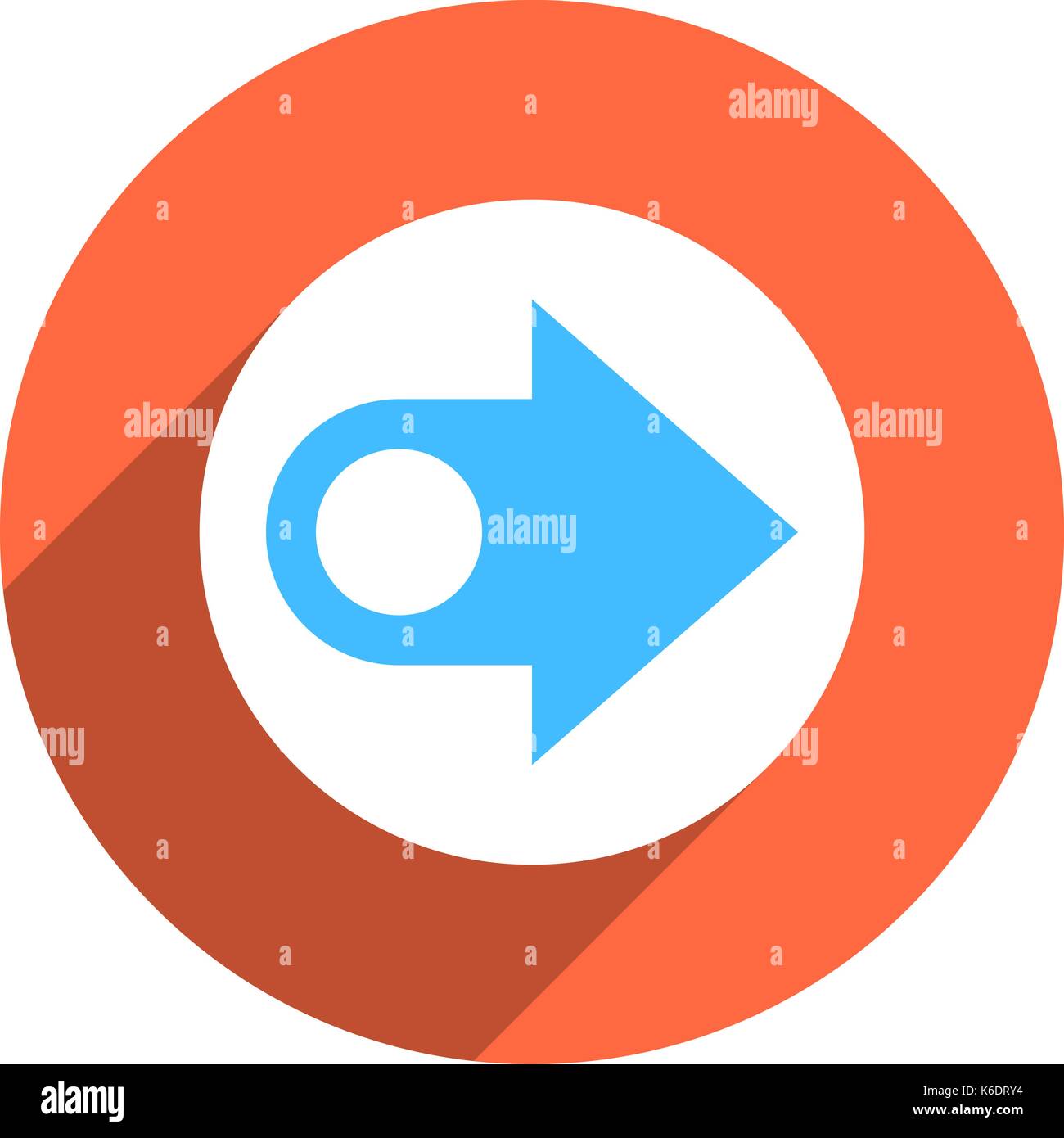 Es in allen ihren Designs verwenden. Pfeil Richtung Symbol in Kreisform. Flache web Internet Taste mit langen Schatten. Vector Illustration Grafik elem Stock Vektor