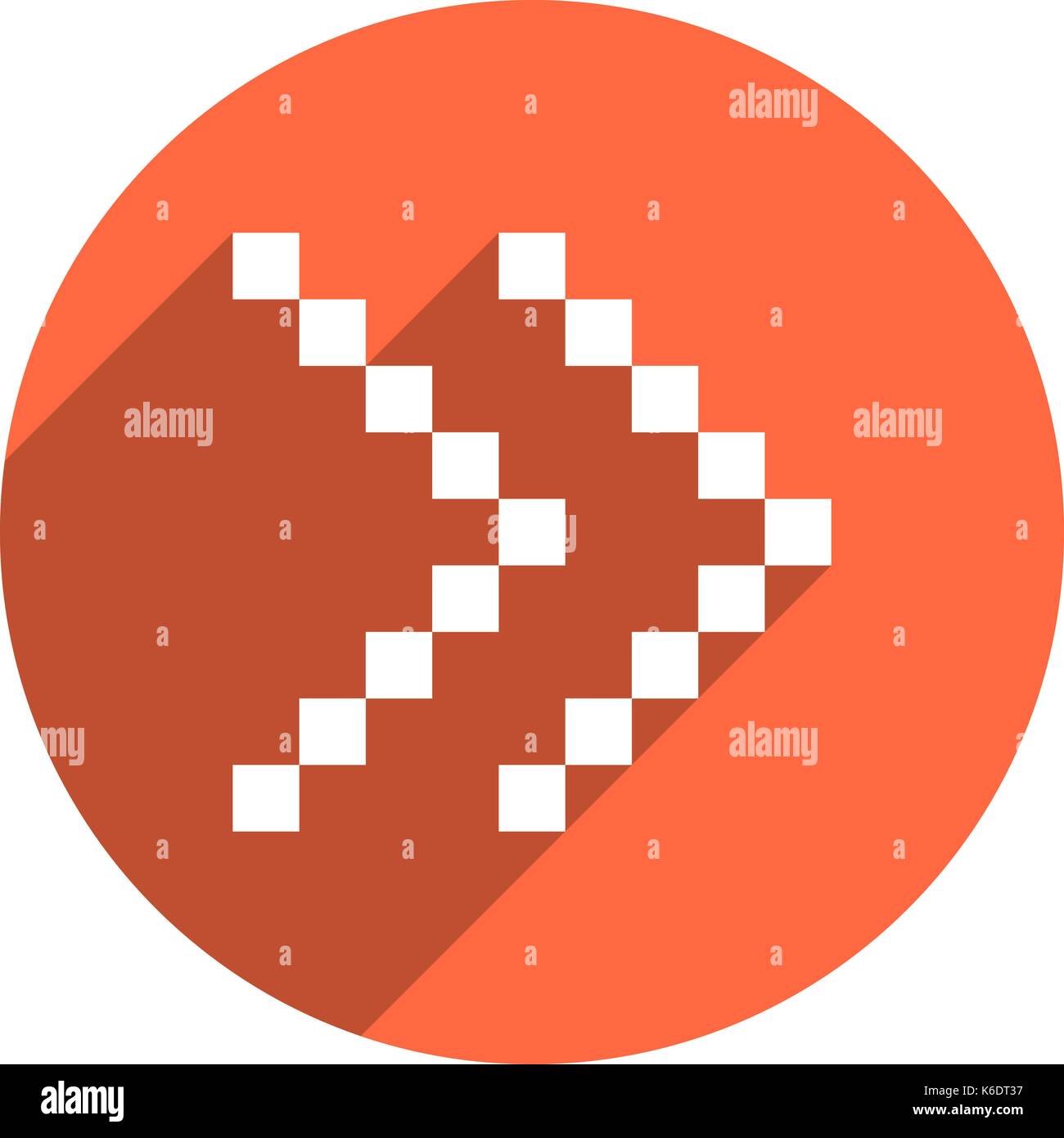 Es in allen ihren Designs verwenden. Pfeil symbol Navigation LED-Digitalanzeige in kreisförmigen Web Internet Taste in flachen langen Schatten Stil. Schnelle recolorabl Stock Vektor