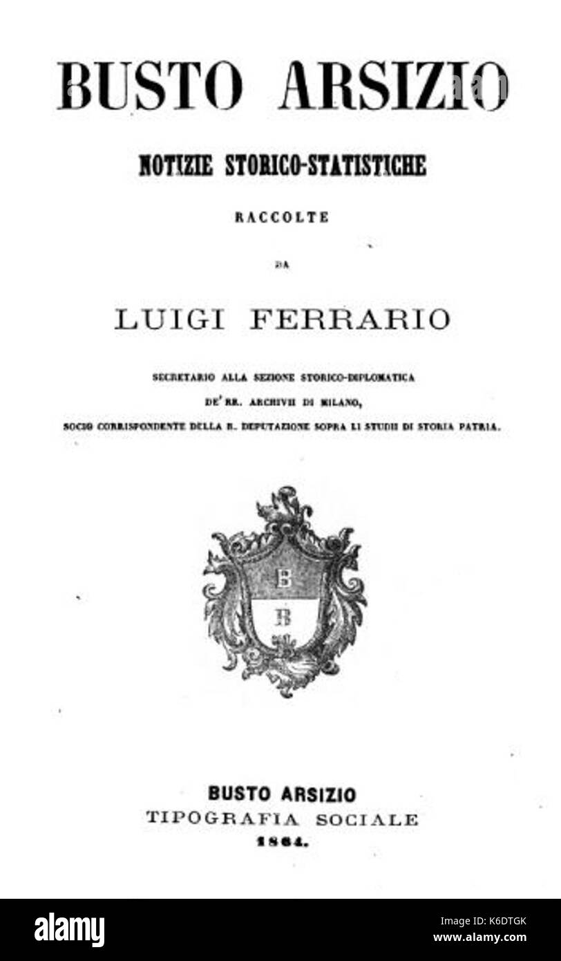 Busto Arsizio News storico Statistiken frontespizio Stockfoto