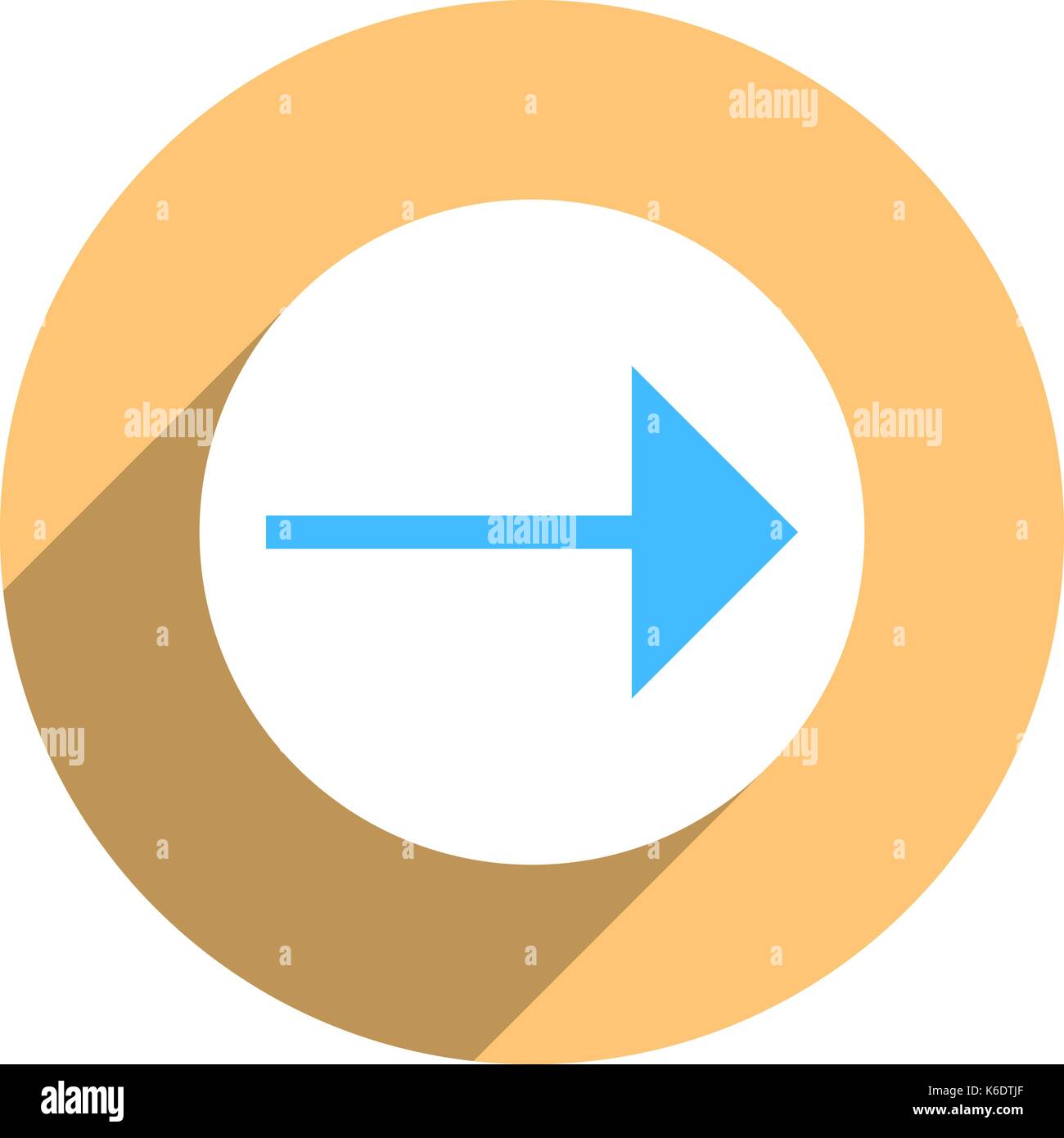 Es in allen ihren Designs verwenden. Pfeil Richtung Symbol in Kreisform. Flache web Internet Taste mit langen Schatten. Schnelle und einfache recolorable Form. Stock Vektor