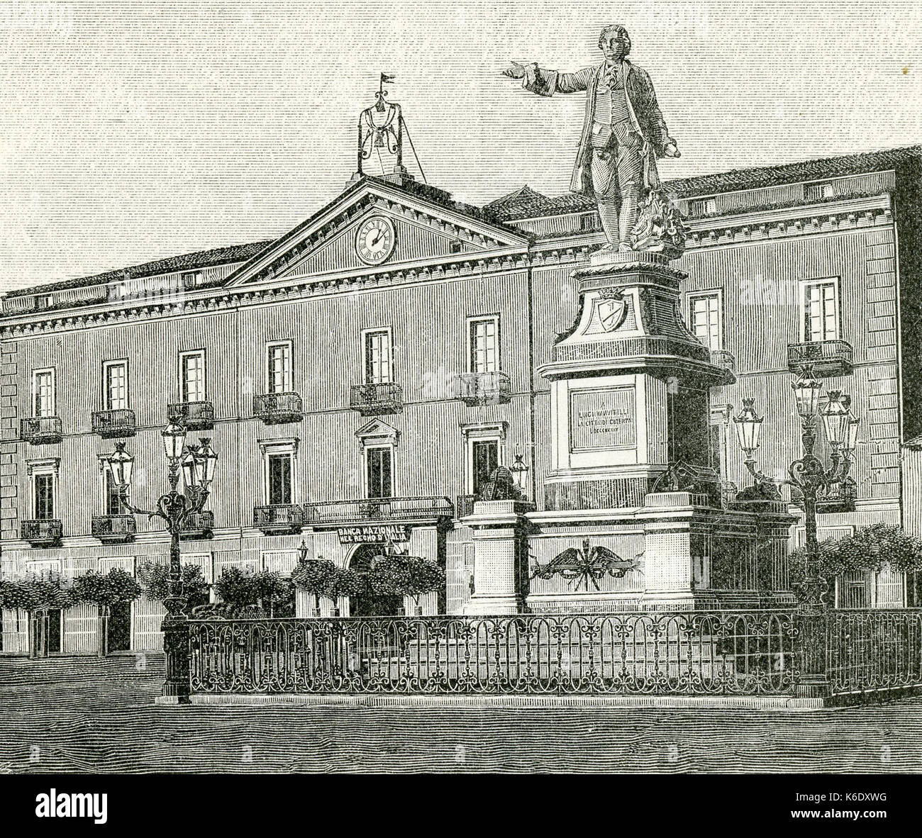 Caserta Piazza del Mercato e Monumento a Luigi Vanvitelli Stockfoto