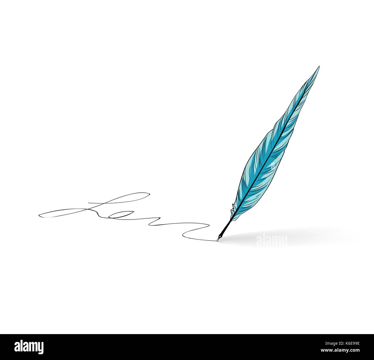 Feather pen Schreiben Kalligraphie. Literatur retro unterzeichnen. Stock Vektor