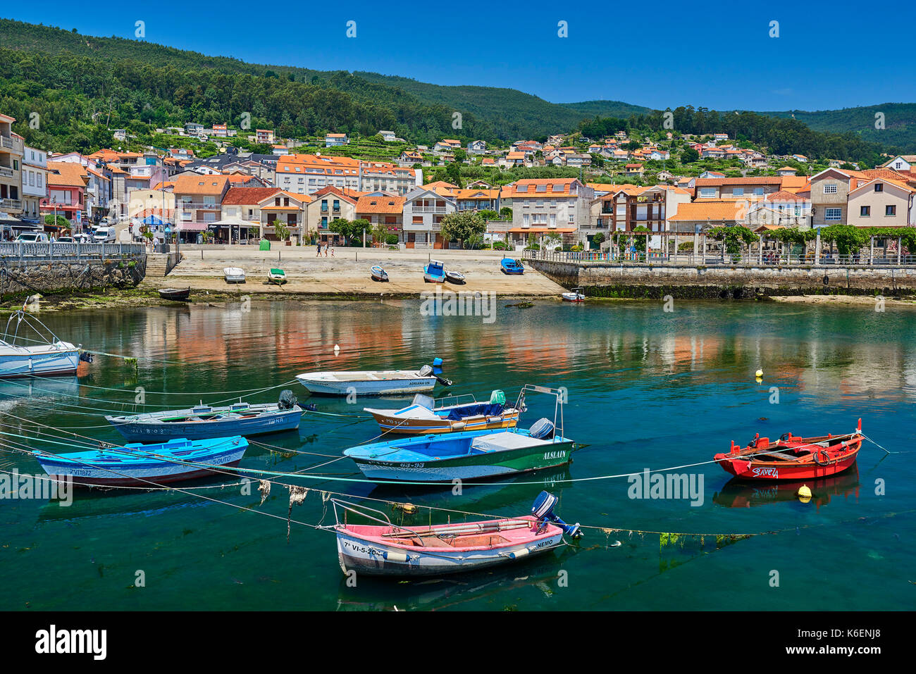 Combarro, Marina, O Grove, Ria de Provinz Pontevedra, Pontevedra, Galizien, Spanien. Stockfoto