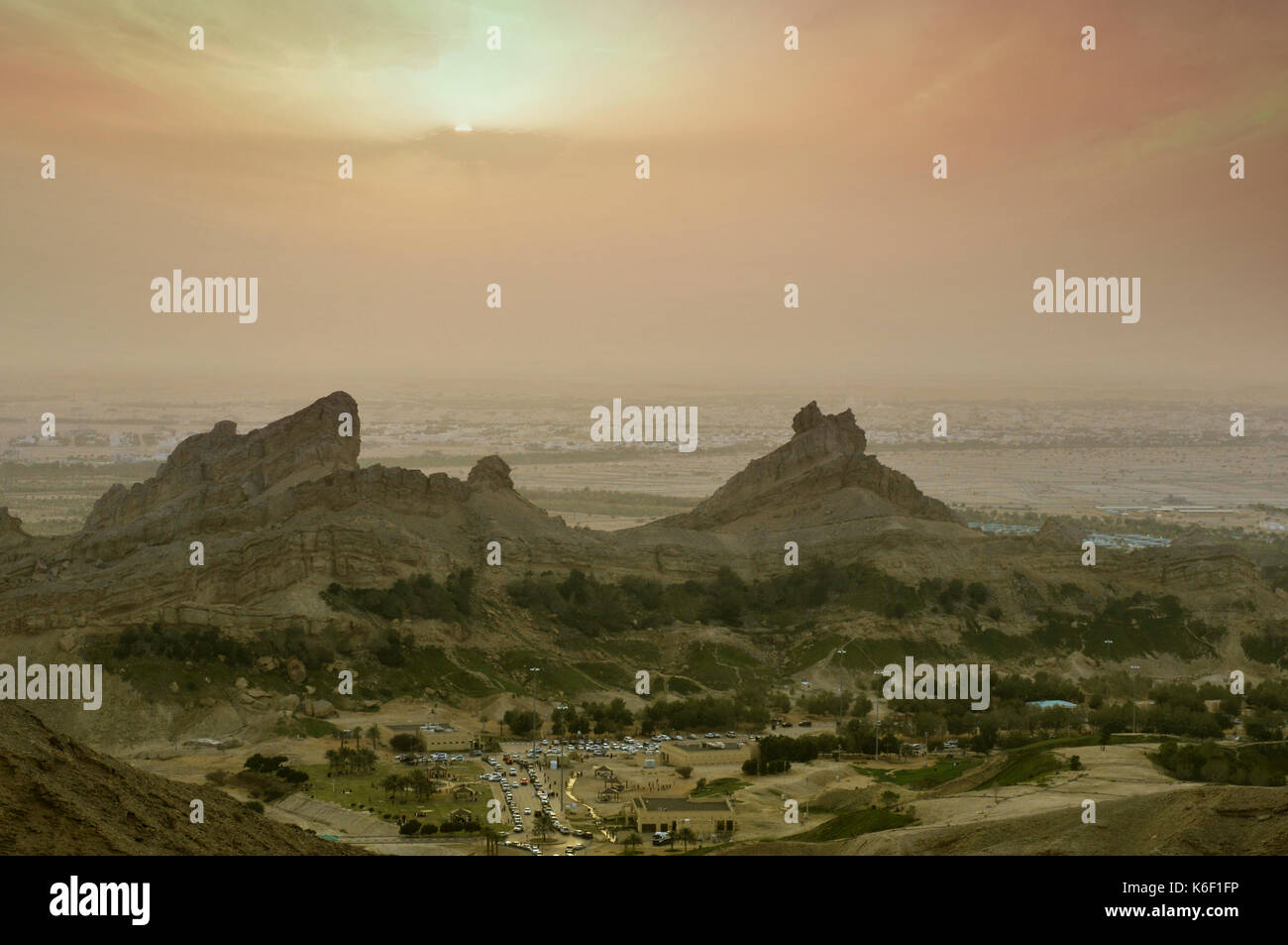 Jebel Hafeet Berge in der Umgebung von Al Ain, Emirat Abu Dhabi, Vereinigte Arabische Emirate Stockfoto