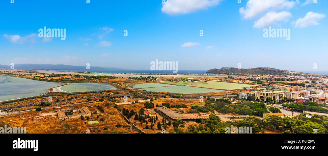 Panoramablick von Molentargius Naturpark. Sardinien, Italien Stockfoto