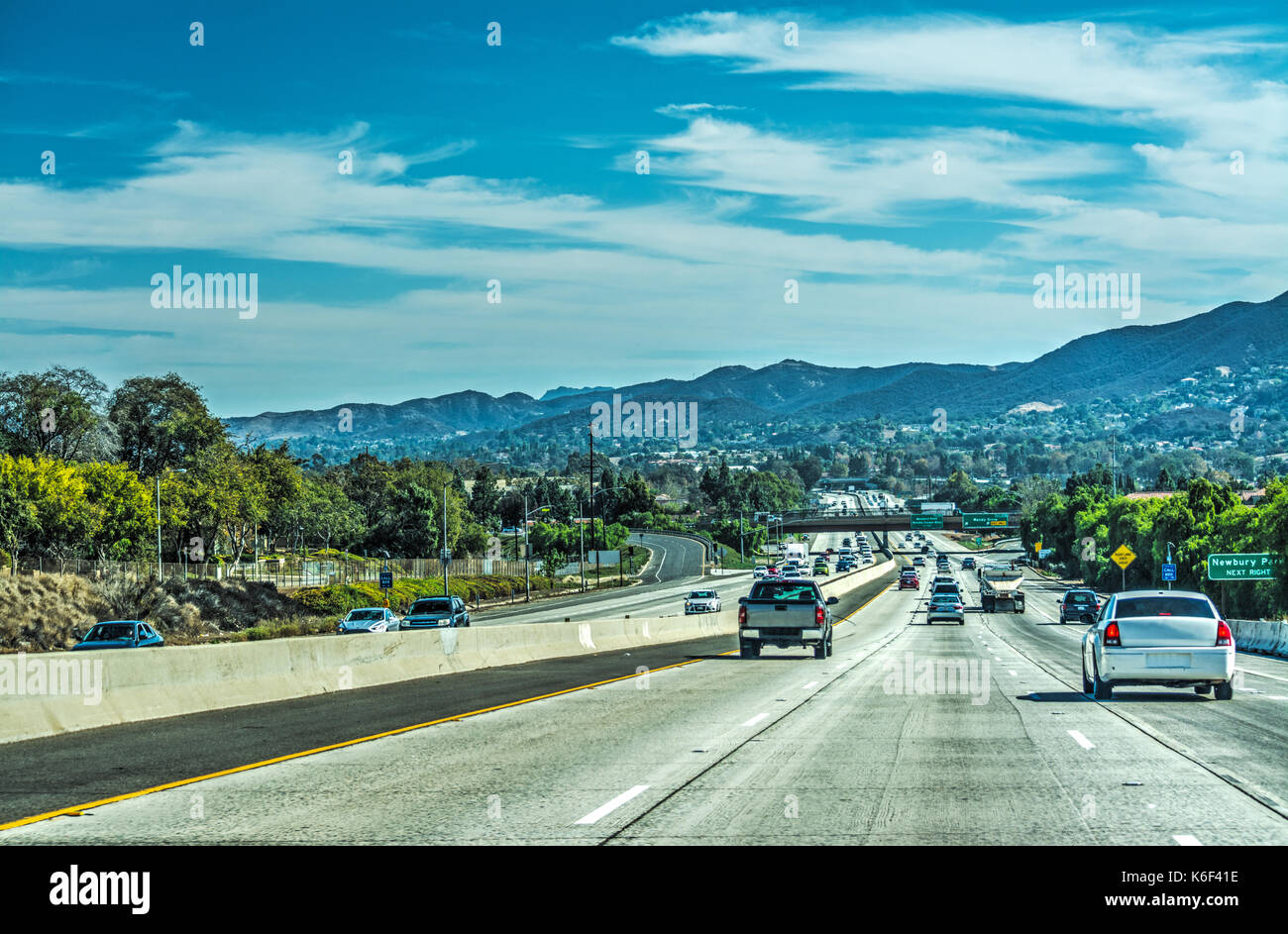 Der Verkehr auf der Autobahn 101 in Los Angeles Stockfoto