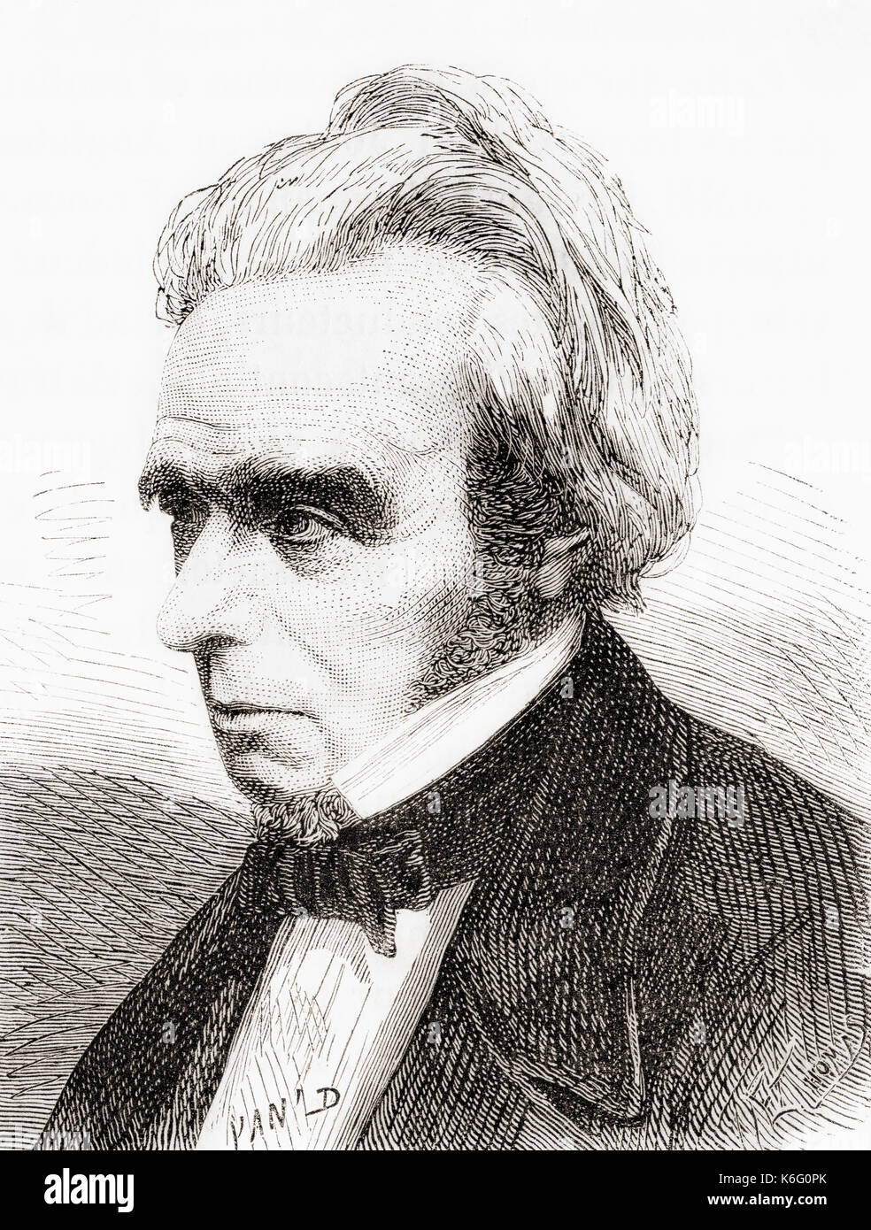 Michael Faraday, 1791 - 1867. Englische Wissenschaftler, die die Studie des Elektromagnetismus und der Elektrochemie beigetragen. Von Les merveilles de la Science, veröffentlicht 1870. Stockfoto