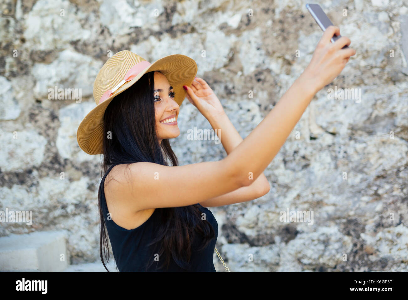 Schöne Mädchen, eine selfie Stockfoto