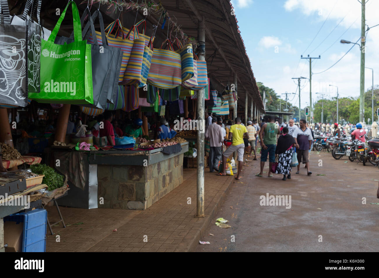 Zentrale Flacq Sonntag shopping Markt, Mauritius Stockfoto