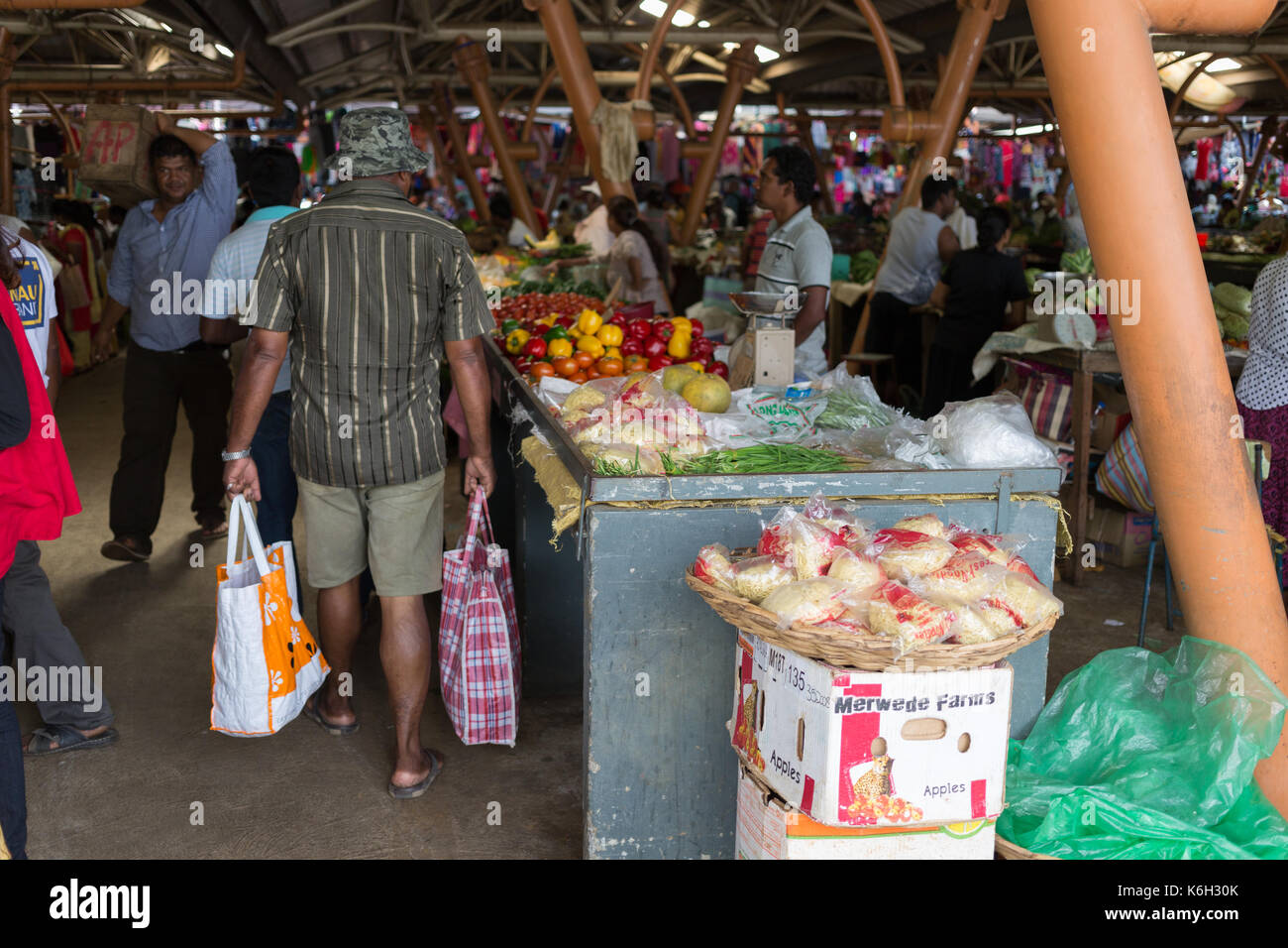 Zentrale Flacq Sonntag shopping Markt, Mauritius Stockfoto