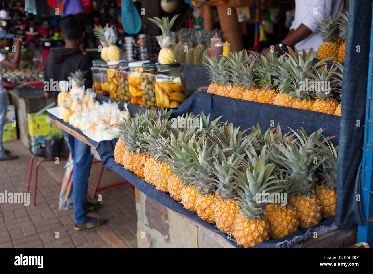 Zentrale Flacq Sonntag shopping Markt, Mauritius Stockfoto