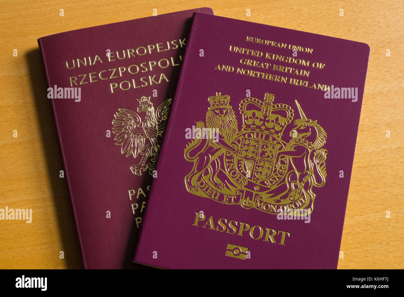 Britischen Paß und polnischen Pass Stockfoto