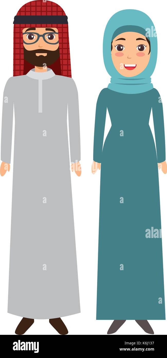 Muslimischen paar Avatare zeichen Vector Illustration Design Stock Vektor