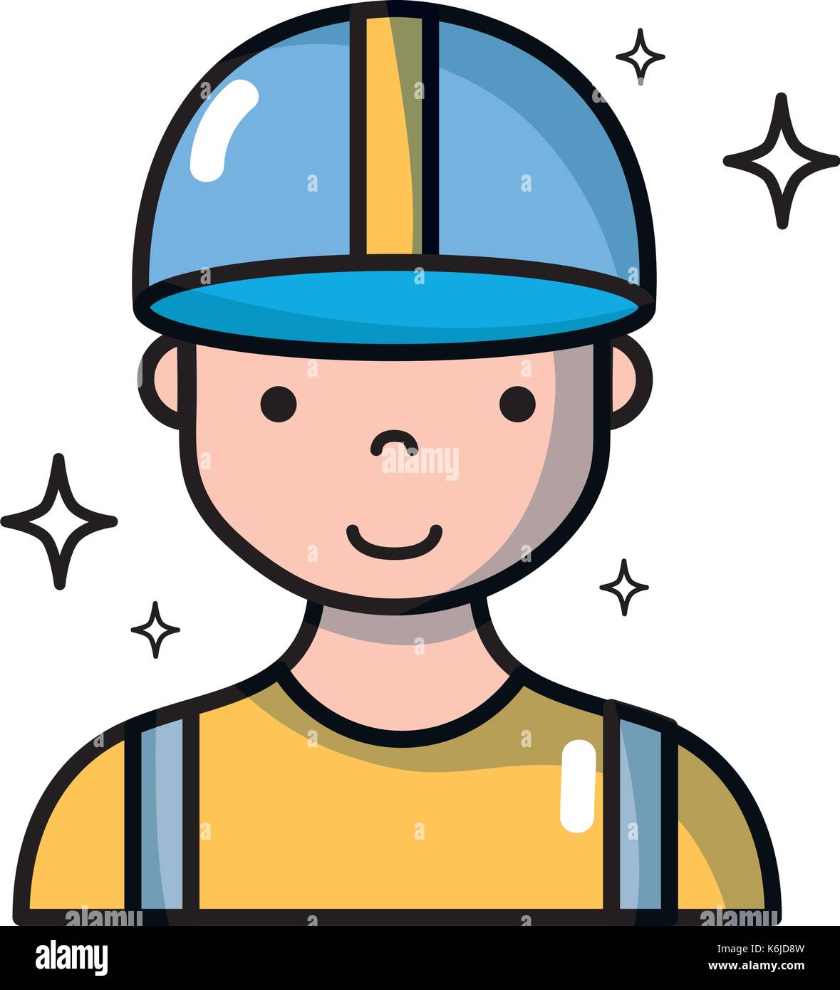 Profesional mann Arbeiter mit Kappe und Kleidung Stock Vektor