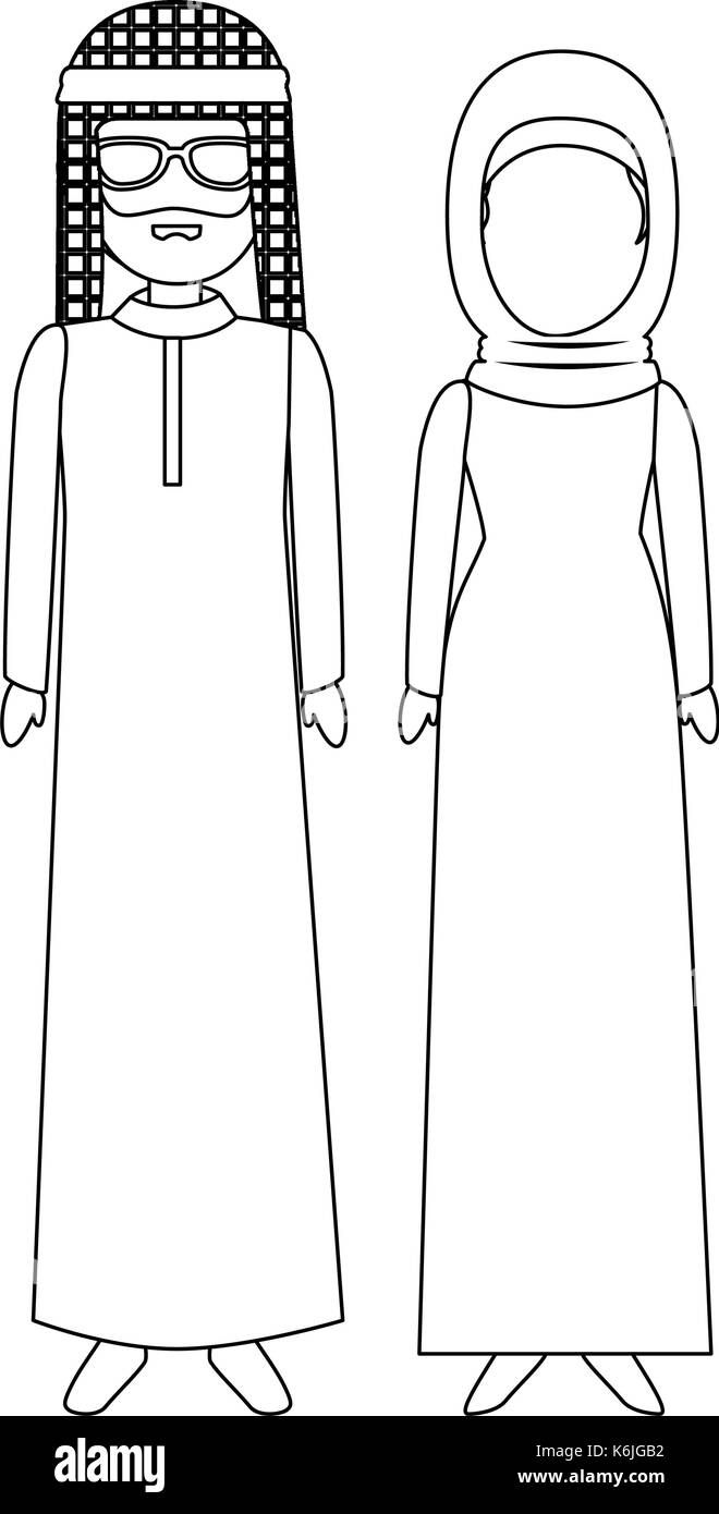 Muslimischen paar Avatare zeichen Vector Illustration Design Stock Vektor