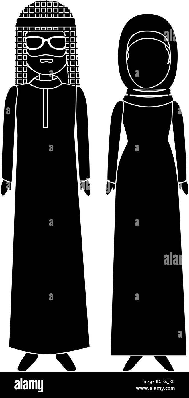 Muslimischen paar Avatare zeichen Vector Illustration Design Stock Vektor